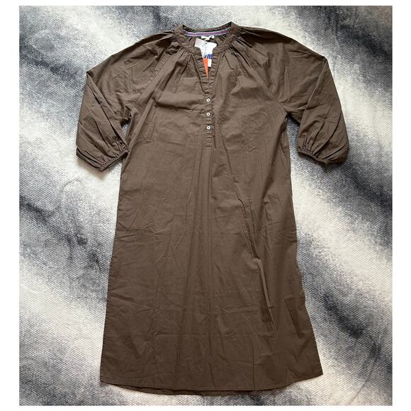Sundry Dresses & Skirts - NWT Sundry Raglan Cotton Woven Henley Knee Length Brown Dress Size XL 4 Boho